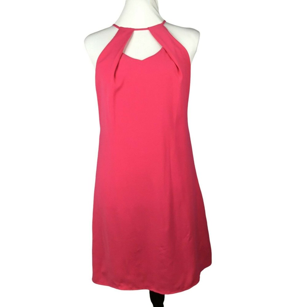 Cream & Sugar Hot Pink Halter Polyester Dress SZ S